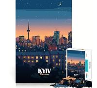 Puzzle per adulti da 1000 pezzi,Kiev,Ucraina,panorama notturno,disegno dai bordi precisi,esercizio mentale,gioco divertente e tranquillo,ideale per compleanni (38x52cm)