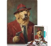 Puzzle per adulti da 1000 pezzi, Killer Golden Retriever, puzzle per adulti, giocattolo educativo intellettuale decomprimente, regalo di compleanno (dimensioni 38x26cm)