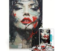 Puzzle per adulti da 1000 pezzi "La bella signora dalle labbra rosse" gioco impossibile attività divertenti da fare in casa regali di Natale e compleanno 50x75cm
