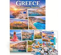 Puzzle per adulti da 1000 pezzi, La bellezza della Grecia, per tutta la famiglia Gioco pratico, ideale come regalo o giocattolo 38x26cm