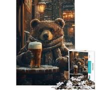 Puzzle per adulti da 1000 pezzi "La birra invernale dell'orso" - Gioco rompicapo per adulti divertimento in famiglia regalo di Natale o compleanno (Dimensioni 50x75cm)