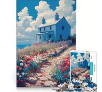 Puzzle per adulti da 1000 pezzi "La casa sulla collina", gioco rilassante, interazione genitore-figlio, collezione d'artista, belle arti 50x75cm