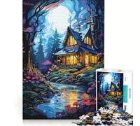 Puzzle per adulti da 1000 pezzi "La casa sull'isola", gioco pratico, ideale per passare il tempo durante le vacanze, con poster e foglio di curiosità abbinati 38x26cm