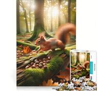 Puzzle per adulti da 1000 pezzi "La foresta dello scoiattolo rosso" gioco per famiglie divertente antistress sfida unica 38x26cm