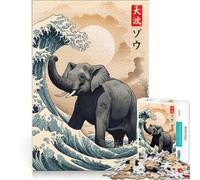 Puzzle per adulti da 1000 pezzi "La grande ondata di elefanti", gioco interattivo, difficile e stimolante, ideale come regalo per tutta la famiglia 38x52cm