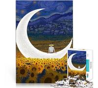Puzzle per adulti da 1000 pezzi La luna nel mare di fiori Fatto di legno，per e da 14 anni in su giochi divertenti per famiglie Migliorare l'amore tra le coppie。misurare：50x75cm