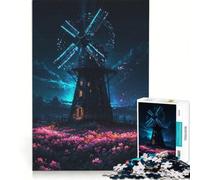 Puzzle per adulti da 1000 pezzi "La notte del mulino a vento" gioco per famiglie rilassante e stimolante idea regalo 38x52cm