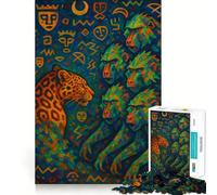 Puzzle per adulti da 1000 pezzi "La Prova del Leopardo", dipinto astratto, taglio preciso, gioco cognitivo, giocattolo per il relax, decorazione natalizia da parete (38x52cm)