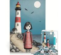 Puzzle per adulti da 1000 pezzi "La ragazza al faro" gioco rompicapo assemblaggio di figure ottimo regalo per gli appassionati di videogiochi 38x26cm