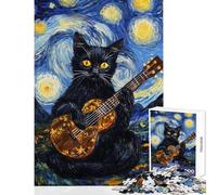Puzzle per adulti da 1000 pezzi La serenata nella notte stellata del gatto - Gioco pratico per tutta la famiglia amici e parenti (Dimensioni 50x75cm)