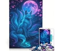 Puzzle per adulti da 1000 pezzi "La volpe a nove code al chiaro di luna" gioco educativo rilassante e stimolante ideale come regalo di compleanno o per occasioni speciali 38x26cm