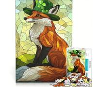 Puzzle per adulti da 1000 pezzi "La volpe con il cappello verde", gioco impossibile, migliora la memoria, con pezzi di forma casuale completamente ad incastro 50x75cm