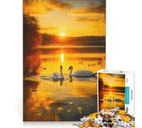 Puzzle per adulti da 1000 pezzi "L'abbraccio dei cigni" un gioco pratico divertente e spiritoso ideale anche come decorazione da scrivania 50x75cm