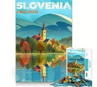 Puzzle per adulti da 1000 pezzi,Lago di Bled,Slovenia,con bordi sottili,giocattolo creativo per risolvere problemi,rilassante,gioco di compleanno,gioco artistico (38x26cm)