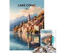 Puzzle per adulti da 1000 pezzi Lago di Como Italia Un gioco avvincente per coltivare la pazienza ideale per tutta la famiglia perfetto come decorazione o come regalo divertente (dimensioni 38x26cm)