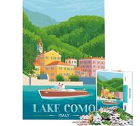 Puzzle per adulti da 1000 pezzi Lago di Como Italia viaggio sfida per la mente e l'intelligenza giocattolo avvincente gioco pratico difficile regalo di compleanno (dimensioni 38x26cm)