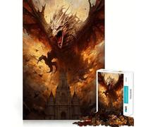Puzzle per adulti da 1000 pezzi: L'attacco del drago di fuoco,incastro perfetto,logica artistica,gioco di abilità,gioco lento,regalo di Natale rilassante (50x75cm)
