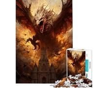 Puzzle per adulti da 1000 pezzi "L'attacco del drago di fuoco" per compleanno Natale gioco difficile per famiglie adatto a persone dai 14 anni in su (38x52cm)