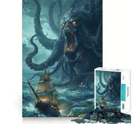 Puzzle per adulti da 1000 pezzi "L'attacco del Kraken" Gioco di precisione e stimolante per la mente,ideale per momenti di relax e divertimento,perfetto per Natale e per la casa (50x75cm)