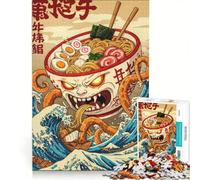 Puzzle per adulti da 1000 pezzi: L'attacco del mostro Ramen al mare gioco educativo difficile compleanno e Natale 50x75cm
