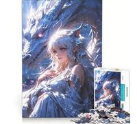 Puzzle per adulti da 1000 pezzi "Legame Incantato" - Fanciulla Elfica e Drago Mistico, Giochi Divertenti, Attività Divertenti da Fare a Casa, Regalo di Compleanno, Regalo di Viaggio 50x75cm
