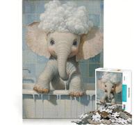 Puzzle per adulti da 1000 pezzi L'elefante fa il bagno, gioco impossibile, passatempo ideale per le vacanze a casa, compleanno e Natale 50x75cm