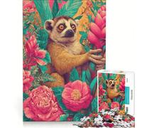 Puzzle per adulti da 1000 pezzi Lemure in un paradiso floreale tropicale gioco educativo decorazione per la casa per rafforzare l'amore tra le coppie 38x26cm