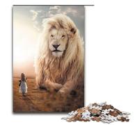 Puzzle per adulti da 1000 pezzi l'enorme leone bianco gioco intellettuale ideale come regalo per tutta la famiglia 75x50 cm
