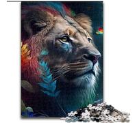 Puzzle per adulti da 1000 pezzi, leone arcobaleno in legno, attività divertente per la casa, 50x75cm, coinvolgente attività di gioco per la famiglia