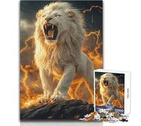 Puzzle per adulti da 1000 pezzi Leone bianco che ruggisce nella tempesta, gioco rompicapo divertente e umoristico, ottimo regalo per i giochi (dimensioni 50x75cm)