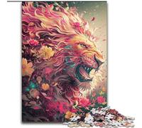 Puzzle per adulti da 1000 pezzi, leone colorato in legno, attività divertente per la casa, 50x75cm, coinvolgente attività di gioco per la famiglia