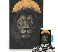 Puzzle per adulti da 1000 pezzi Leone con aureola dorata gioco pratico divertente e spiritoso ideale come idea regalo con Babbo Natale 50x75cm