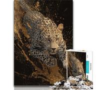 Puzzle per adulti da 1000 pezzi, leopardo dorato, sfida difficile antistress, ogni pezzo è unico, gioco divertente e stimolante per tutta la famiglia (38x26cm)