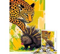 Puzzle per adulti da 1000 pezzi,leopardo e porcospino,giocattoli antistress,fantastici regali e giocattoli,giochi rilassanti,allena il cervello e le mani,dimensioni 50x75cm