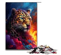 Puzzle per adulti da 1000 pezzi leopardo nel cratere circondato da schizzi molti modelli da assemblare aiuta il cervello a esercitare i giocattoli che creano e coltivano la pazienza 75x50 cm