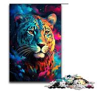 Puzzle per adulti da 1000 pezzi leopardo nel cratere circondato da schizzi molti modelli da assemblare aiuta il cervello a esercitare i giocattoli che creano e coltivano la pazienza 75x50 cm