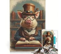 Puzzle per adulti da 1000 pezzi libro steampunk con maialino intelligente gioco rompicapo interazione genitore-figlio rafforza l'amore tra le coppie 38x26cm