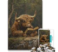 Puzzle per adulti da 1000 pezzi, libro sulla natura con mucca delle Highlands, divertente regalo per tutta la famiglia, adatto a persone dai 14 anni in su, 50x75cm
