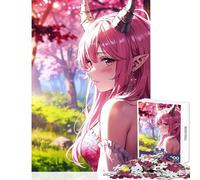 Puzzle per adulti da 1000 pezzi,l'incantevole giocattolo dai capelli rosa,decorazione da parete,regalo divertente,gioco educativo,adatto per la decorazione del desktop,dimensioni 38x52cm