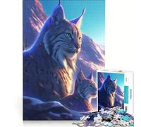 Puzzle per adulti da 1000 pezzi: Lince madre che protegge il cucciolo gioco rilassante ideale per passare il tempo durante le vacanze regalo perfetto per gli appassionati di videogiochi 38x52cm