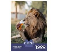 Puzzle Per Adulti Da 1000 Pezzi Lion Sipping A Beer Puzzle Per Adulti Gioco Rompicapo Migliora La Memoria Divertimento Attività A Casa, 52x38cm/1000pcs