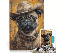 Puzzle per adulti da 1000 pezzi "Lo sceriffo carlino" gioco divertente antistress con pezzi a incastro di forma casuale 50x75cm