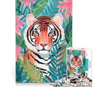 Puzzle per adulti da 1000 pezzi "Lo sguardo della tigre" decorazione da parete oggetto d'arredo con pezzi di forma casuale completamente ad incastro 50x75cm
