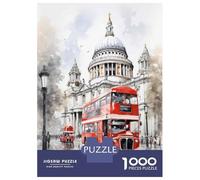 Puzzle Per Adulti Da 1000 Pezzi London Red Bus Watercolor Print Puzzle Per Adulti Gioco Pratico Sfida Difficile Aiuta Ad Allenare Il Cervello 38x26cm/1000pcs