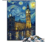 Puzzle per adulti da 1000 pezzi, Londra sotto il cielo notturno, analisi e logica con pezzi completamente interconnessi di forma casuale, per bambini dai 14 anni in su, 26x38cm