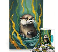 Puzzle per adulti da 1000 pezzi: Lontra tra le alghe gioco per famiglie rilassante e stimolante idea regalo 38x52cm