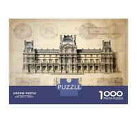 Puzzle Per Adulti Da 1000 Pezzi Louvre Museum Architecture Blueprint Puzzle Per Adulti Gioco Pratico Difficile Difficile Regali Unici Per Compleanno E Natale 38x26cm/1000pcs