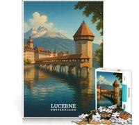 Puzzle per adulti da 1000 pezzi, Lucerna, Svizzera, per tutta la famiglia, gioco pratico, ottimo regalo e giocattolo, 50x75cm
