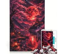 Puzzle per adulti da 1000 pezzi, Luna di sangue sulla valle dei ciliegi, gioco interattivo, per divertimento in famiglia, compleanni e altre occasioni 38x52cm