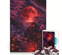 Puzzle per adulti da 1000 pezzi "Luna di sangue sulla valle dei ciliegi", gioco rompicapo, antistress, lista dei desideri con Babbo Natale 38x26cm